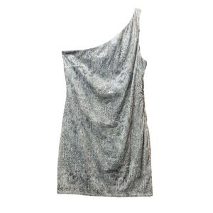 Studio Y Sequins One Shoulder Dress Party Cocktail Mini‎ Dress Silver Size 13/14